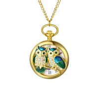 JewelryWe Vatertagsgeschenk Taschenuhr Herren Retro Flugzeug/Eule/Indianer Alter Mann/Kreuz Kettenuhr Analog Quarz Uhr Anhänger mit Halskette Kette Bronze Geschenk für Männer