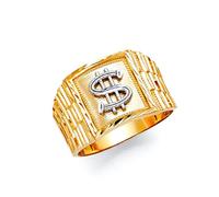 JewelryWeb Herrenring aus 14 Karat Gelbgold, Größe 10, Ring für Herren