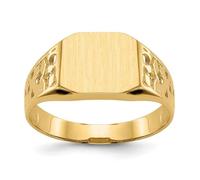 JewelryWeb Siegelring für Herren, 14 Karat Gelbgold, massiv, poliert, Größe 10