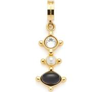JEWELS BY LEONARDO Anhänger Clip & Mix Adelia, Ketten-Anhänger aus goldfarbenem Edelstahl, klarer Glasstein, weiße Imitationsperle und schwarzer Onyx, Schmuck Geschenk für Frauen, 024427