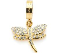 JEWELS BY LEONARDO Anhänger Clip & Mix Elisabeth • Ketten-Anhänger aus goldfarbenem Edelstahl • stilisierte Libelle ist mit Pavé-Besatz • Schmuck Geschenk für Frauen • 024964