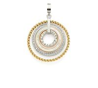 JEWELS BY LEONARDO Anhänger Clip & Mix Geometria • Ketten-Anhänger aus tricolorfarbenem Edelstahl • Ringelemente mit Perlmutt und Glaskrisallen • Clip M (4,8 mm Ø) • Schmuck Geschenk Damen • 021639