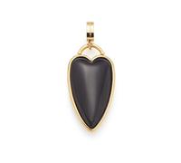 Leonardo Anhänger Hanna 025618 – goldfarbener Edelstahl, schwarzer Catseye-Herz, Clip M (4,8 mm Ø)