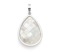 JEWELS BY LEONARDO Anhänger Clip & Mix Ira • Ketten-Anhänger aus silberfarbenem Edelstahl • Tropfenförmiger Anhänger gefüllt mit Muschelkernenquadraten • Clip M (4,8 mm Ø) • Schmuck Geschenk • 026346
