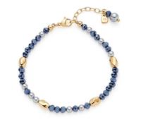 JEWELS BY LEONARDO Armband Aline • Arm-Schmuck aus goldfarbenem Edelstahl • Mix aus aufgereihten Perlen, Glassteinen und Goldnuggets • 18,5-21 cm Länge • Schmuck Geschenk für Frauen • 025375