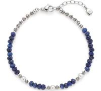 JEWELS BY LEONARDO Armband Anjana, Arm-Schmuck aus silberfarbenem Edelstahl, aufgereihte Glasperlen in dunklen blau-tönen und weißen Imitationsperlen, 18,5-21,5 cm Länge, Schmuck Damen, 024312