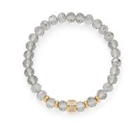 JEWELS BY LEONARDO Armband Berna • elastische Armkette aus goldfarbenem Edelstahl • graue Glasperlen mit goldenem Element mit Zirkoniasteinchen • 19 cm Länge • Schmuck Geschenk für Frauen • 024875