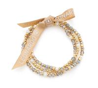 JEWELS BY LEONARDO Armband Bernadette • elastisches Armketten-Set aus goldfarbenem Edelstahl • filigran Perlen in grau- und weißtönen • 19,5 cm Länge • Schmuck Geschenk für Frauen • 024848