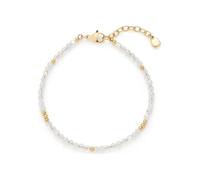 JEWELS BY LEONARDO Armband Ciao Althina • Arm-Schmuck aus goldfarbenem Edelstahl • goldene Kugeln, weiße Perlen & klare Glasperlen im Mix • 18-20,5 cm Länge • Schmuck Geschenk für Frauen • 026210