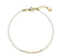 JEWELS BY LEONARDO Armband Ciao Doro • Arm-Kette aus goldfarbenem Edelstahl • filigranes Perlenarmband aus weißen Imitaions-und goldenen Edelstahlperlen • 17,5-19,5 cm Länge • Damenschmuck • 022119