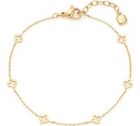JEWELS BY LEONARDO Armband Ciao Janna • feine Arm-Kette aus goldfarbenem Edelstahl • Spiegel-Ankerkettchen mit stilisierten Kleeblatt-Ornamenten • 17,5-19,5 cm Länge • Schmuck Geschenk • 023941