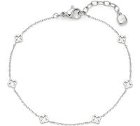 Leonardo Jewels Armband Jewels Ciao Janna, feines Edelstahl Spiegel-Ankerkettchen mit Kleeblatt-Ornamenten, silber, 17,5-19,5 cm Länge, Schmuck Geschenk, 023941