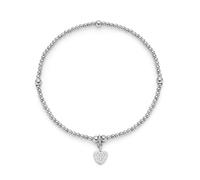 JEWELS BY LEONARDO Armband Ciao Noemi • elastische Armkette aus silberfarbenem Edelstahl • kleiner Herzanhänger besetzt mit kleinen Zirkoniasteinchen • 19,5 cm Länge • Schmuck Geschenk Damen • 025733