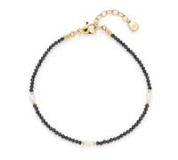 JEWELS BY LEONARDO Armband Ciao Nola • Arm-Schmuck aus goldfarbenem Edelstahl • schwarzen Glasschliffperlen druchbrochen von weißen Imitationsperlen • 18,5-21 cm Länge • Schmuck Geschenk • 025724