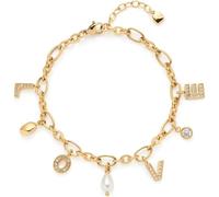 Leonardo Armband Ciao Otella – goldfarbener Edelstahl, LOVE-Charms mit Zirkonia, 18–21 cm – Damen
