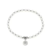 JEWELS BY LEONARDO Armband Ciao Pelena • Arm-Kette aus silberfarbenem Edelstahl • aufgereihte Imitationsperlen und Edelstahl-Kügelchen im Wechsel • 19,5 cm Länge • Geschenk Schmuck Damen • 021176