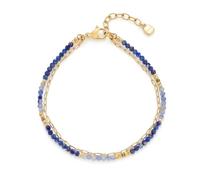 JEWELS BY LEONARDO Armband Ciao Rose • doppelreihiger Arm-Schmuck aus goldfarbenem Edelstahl • blaue kleine Steinperlen und feine Paperclip-Kette • 18-20,5 cm Länge • Schmuck Geschenk Damen • 025730