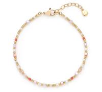 JEWELS BY LEONARDO Armband Ciao Shari • Goldfarbenes Edelstahlarmband mit pastellfarbenen Würfelperlen • 18,5-21,5 cm • Schmuck für Frauen • 026230