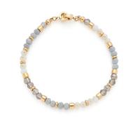 JEWELS BY LEONARDO Armband Clip & Mix Bernie • Arm-Schmuck aus goldfarbenem Edelstahl • Glasschliffperlen in Weiß- und Grautönen • 19 cm Länge • Schmuck Geschenk für Frauen • 025574