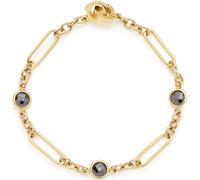 JEWELS BY LEONARDO Armband Clip & Mix Delica, Arm-Schmuck aus goldfarbenem Edelstahl, längliche Kettenglieder und schwarze Glassteine, 19 cm Länge, Schmuck Damen, 024440