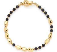 JEWELS BY LEONARDO Armband Clip & Mix Dorina, Arm-Schmuck aus goldfarbenem Edelstahl, nuggetförmige Goldperlen und schwarze Glasperlen, 19 cm Länge, Schmuck Damen, 024438