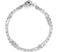 JEWELS BY LEONARDO Armband Clip & Mix Ilvi, Arm-Schmuck aus silberfarbenem Edelstahl, unterschiedlich geformte Edelstahlperlen, 18,5 cm Länge, Schmuck Damen, 024447