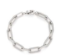 JEWELS BY LEONARDO Armband Clip & Mix Moni • Arm-Kette aus silberfarbenem Edelstahl • massives Gliederarmband • Statement-Armband mit Kordelstruktur • 19 cm Länge • Geschenk Damen Schmuck • 023068