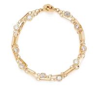 JEWELS BY LEONARDO Armband Clip & Mix Rebecca • Arm-Schmuck aus goldfarbenem Edelstahl • zweireihige Paperclipp-Kette mit facettierten Glassteinen • 19 cm Länge • Schmuck Geschenk für Frauen • 026320