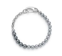 Leonardo Armband Dominique – silberfarbener Edelstahl, graue Perlen, 19,5 cm – One Size Damen