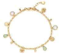 JEWELS BY LEONARDO Armband Ella • Arm-Schmuck aus goldfarbenem Edelstahl • Bettel-Armband-Look • Zylinder-Perlen mit eingehangenen Anhängern • 18-20 cm Länge • Damen Schmuck • 023544