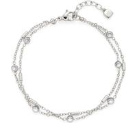 Leonardo Armband Francis – silberfarbener Edelstahl, zwei zarte Ankerketten, 18–21 cm, für Frauen