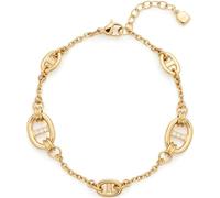 Leonardo Armband Herma Damen Edelstahl Gold Zirkonia Karabinerverschluss 18 cm
