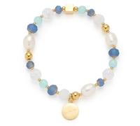 JEWELS BY LEONARDO Armband Hope • elastische Armkette aus goldfarbenem Edelstahl • Glas-, Achat- und Süßwasserperlen im Mix • 21 cm Länge • Schmuck Geschenk für Frauen • 026149
