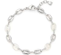 Leonardo Damen Armband Lindi aus silberfarbenem Edelstahl mit Perlmutt-Schiffsanker 18–20 cm