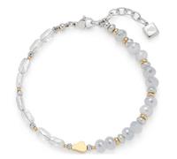 JEWELS BY LEONARDO Armband Marit • Arm-Schmuck aus bicolorfarbenem Edelstahl • unterschiedlich aufgereihte Perlen in grau-blau Tönen • 18-20,5 cm Länge • Schmuck Geschenk für Frauen • 025963