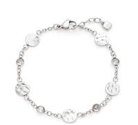 JEWELS BY LEONARDO Armband Milou • Arm-Kette aus silberfarbenem Edelstahl • abwechselnd eingesetzte Zirkonia Steinen und gehämmerte Plättchen • 18,5-20 cm Länge • Damen Schmuck • 022488