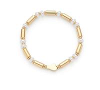 JEWELS BY LEONARDO Armband Nina • elastische Armkette aus goldfarbenem Edelstahl • weiße Imitationsperlen und goldfarbene Stäbchen im Wechsel • 19 cm Länge • Schmuck Geschenk für Frauen • 025376