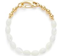 JEWELS BY LEONARDO Armband Patsy • Arm-Kette aus goldfarbenem Edelstahl • Perlmuttartig schimmernde Muschelperlen • 19 cm Länge • Schmuck Geschenk für Frauen • 024618