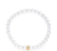 Armband LEONARDO "Perlina, 022630" Armbänder Gr. Edelstahl-Perlen, gelb (gelbgoldfarben, kristallweiß, weiß, kristallweiß) Damen Perlenarmbänder mit Zirkonia (synth.) - Cat´s Eye (48053222-0)