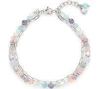 JEWELS BY LEONARDO Armband Randy • Arm-Kette aus silberfarbenme Edelstahl • Perlen in kühlen Pastellfarben • 19-22 cm Länge • Schmuck Geschenk für Frauen • 024798