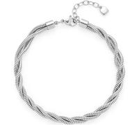 JEWELS BY LEONARDO Armband Sue • Arm-Kette aus silberfarbenme Edelstahl • Kordeloptik aus drei gewundenen Schlangenketten • 19,5-22,5 cm Länge • Schmuck Geschenk für Frauen • 024837