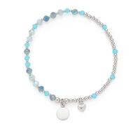 JEWELS BY LEONARDO Armband You & Me Amita • elastische Armkette aus silberfarbenem Edelstahl • feine Silberkugeln mit hellblauen Glasperlen • 20 cm Länge • Schmuck Geschenk für Frauen • 026299