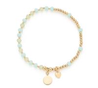 JEWELS BY LEONARDO Armband You & Me Evelyn • elastische Armkette aus goldfarbenem Edelstahl • feine Goldkugeln mit türkisfarbenen Glasperlen • 19 cm Länge • Schmuck Geschenk für Frauen • 026291