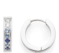 JEWELS BY LEONARDO Creole Inka • 1 Paar Klapp-Kreolen aus silberfarbenem Edelstahl • Zirkonia-Steinchen in abgestuften Blautönen • 024913