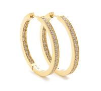 JEWELS BY LEONARDO Creole Jasmin • 1 Paar Klapp-Kreolen aus goldfarbenem Edelstahl • Front und innere Rückseite besetzt mit funkelnden Zirkonia-Steinchen • 024909