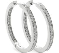 JEWELS BY LEONARDO Creole Jasmin • 1 Paar Klapp-Kreolen aus silberfarbenem Edelstahl • Front und innere Rückseite besetzt mit funkelnden Zirkonia-Steinchen • 024908