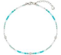 Leonardo Jewels Fußkettchen Ciao Happy, Fuss-Kette aus Edelstahl mit winzigen Aqua-Türkis-Glasperlen, silber, 24-28 cm Länge, Geschenk Damen, 023859