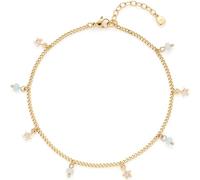 JEWELS BY LEONARDO Fußkette Ciao Juna • Fuss-Kettchen aus goldfarbenem Edelstahl • verspielter Hippie-Spirit • kleine Sterne im Wechsel mit pastellfarbenen Glasperlen • 24-28 cm Länge • 025061