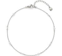 JEWELS BY LEONARDO Fußkette Ciao Navina • Fuss-Kettchen aus silberfarbenem Edelstahl • weiße Perlen reihen sich in regelmäßigen Abständen entlang der zarten Ankerkette • 24-28 cm Länge • 025017