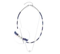JEWELS BY LEONARDO Halskette Anjana, kurze Kette aus silberfarbenem Edelstahl, aufgereihte Glasperlen in dunklen blau-tönen und weißen Imitationsperlen, 45-50 cm Länge, Schmuck Geschenk, 024311